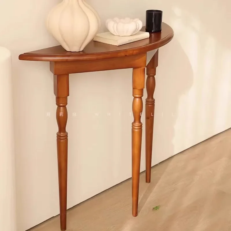 French Console Tables Modern Solid Wood Entryway Table Minimalist Semi-Circular Display Shelf Narrow Against The Wall Decoration