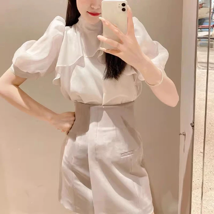

Spring 2023 New Arrival Pure Color High Waist Zipper Slimming ort Skirt Pants Commute Sle A-Line Skirt f-length