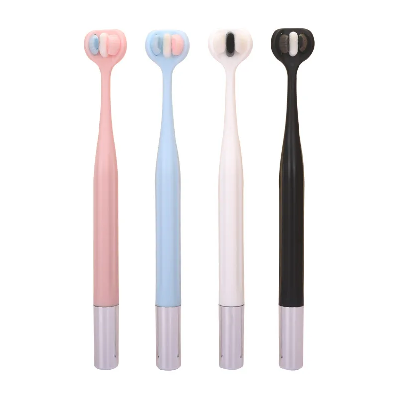 Soft-bristled Toothbrush for Adults, Three-sided Design for Comprehensive Cleaning, Includes Tongue Scraper, Ideal for Home Use
