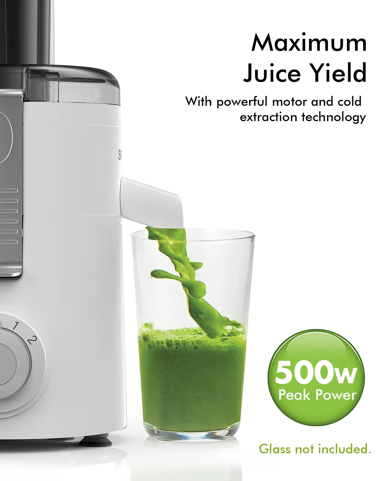 SiFENE Compact Juice Maker, Centrifugal Juice Extractor for Fruit & Vegetable Juice, 3-Speeds, User-Friendly & Easy-Clean, White