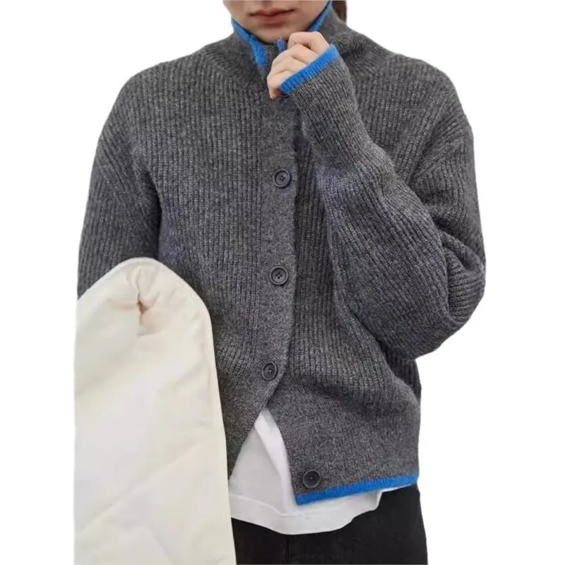 ملابس الشتاء امرأة تسحب النساء بالأزرار المتباينة كل مباراة فضفاضة أسلوب بسيط سترة مريحة موضة عادية التنقل