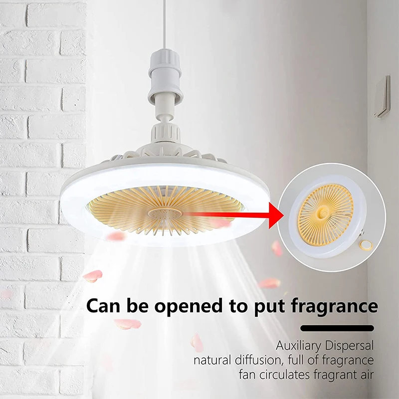 E27 LED Ceiling Fan with Light Remote Control Dimmable 3 Modes Cooling Fan for Bedroom Living Room Chandelier Lamp