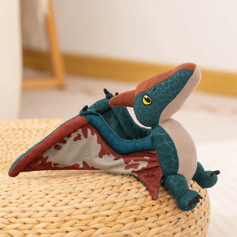Super fajne pluszowe zabawki w kształcie latających pterodaktyli, wypchane, realistyczne 3D, lalki dinozaurów z epoki jurajskiej, ładny towarzysz na biurko, rekwizyty do gier.