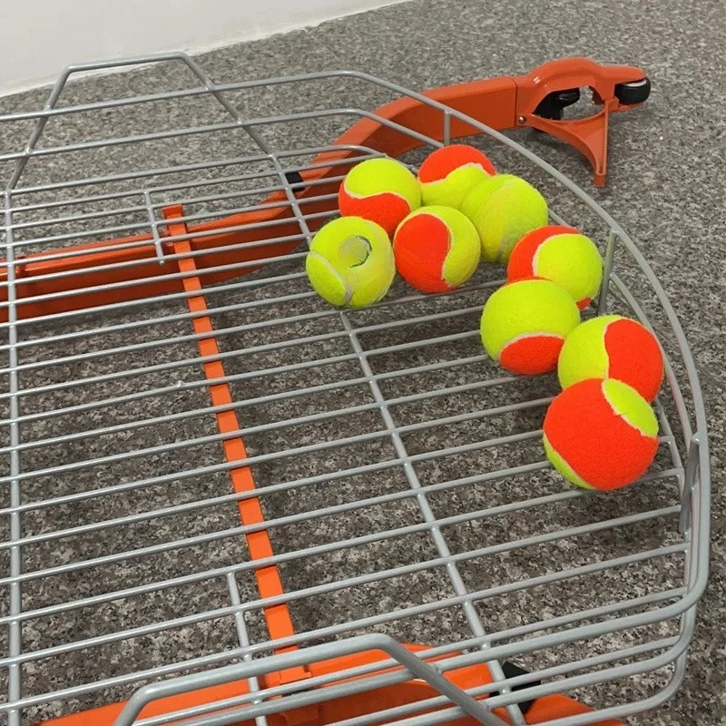 Aluminium Automatic Ball Receiver Tennis Ball Collector Machine Training Orange Steel Court Pick Up Hand Push