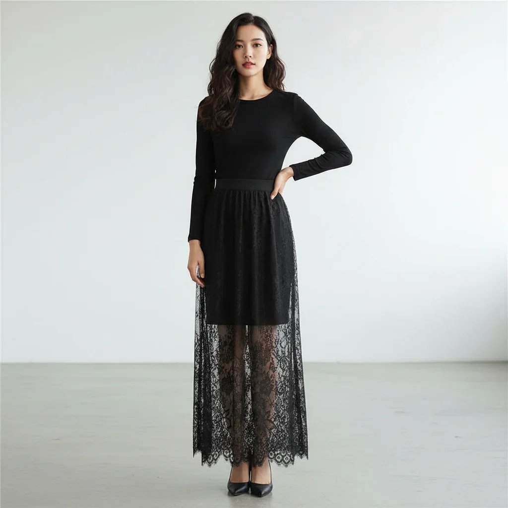 Women's Lace Petticoat Slip Embroidery Flower Underskirt Anti-exposure Loose Fit High Waist for Daily Dress Underlay