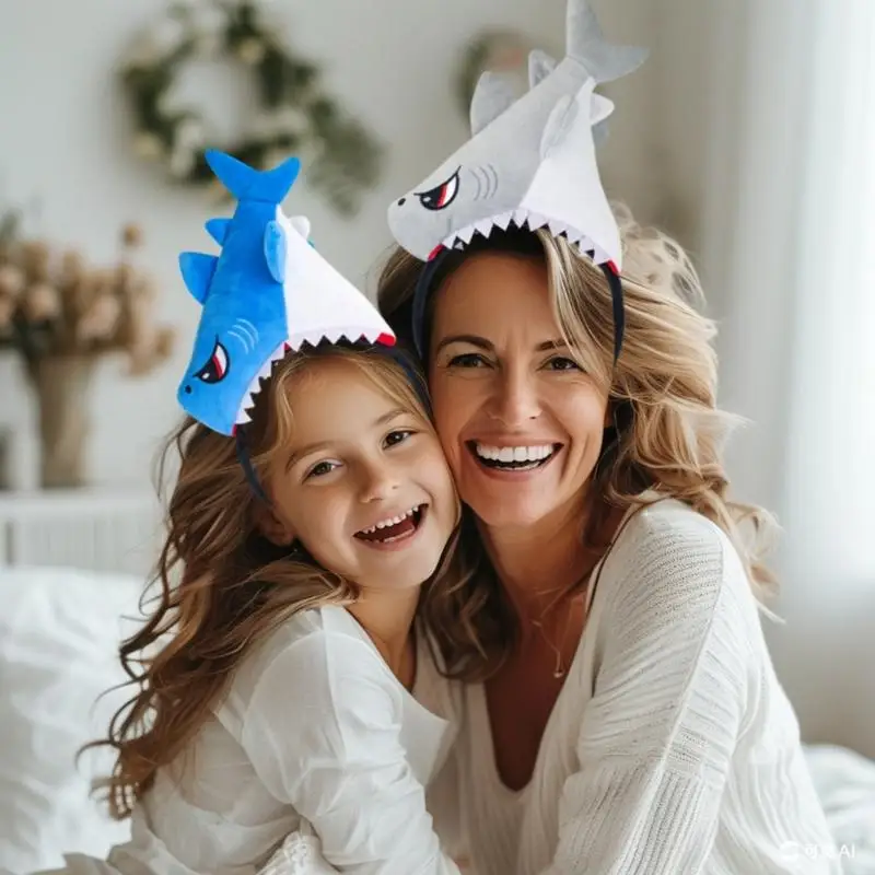 

652F повязки на голову в форме акулы, удобный обруч для волос для взрослых и детей, веселые вечеринки, сборы