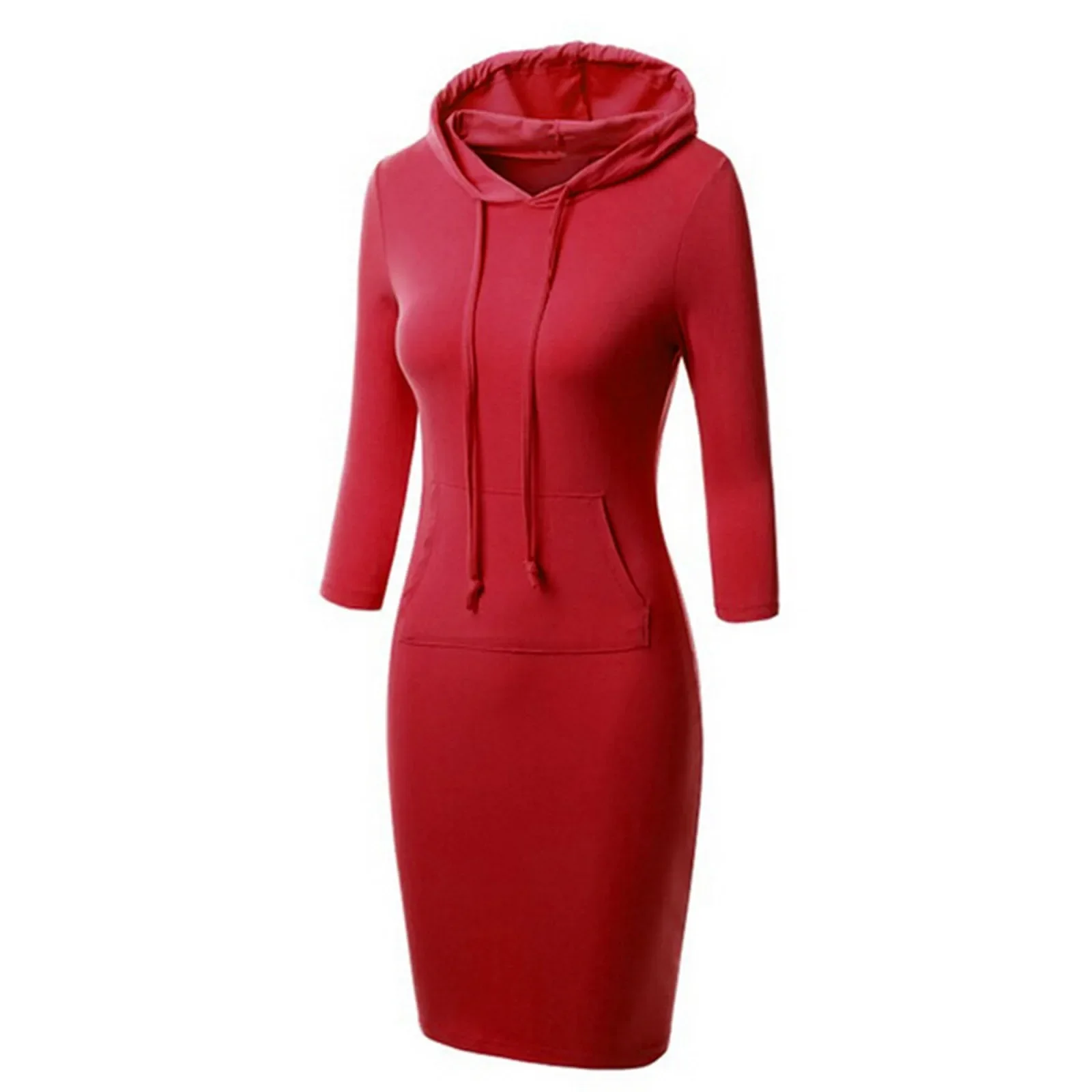 Women Hoodies Winter Dresses Women Solid Color Long Sleeve Sweatshirts Bodycon Autumn Dress Women Robe Femme Knee Length Dress