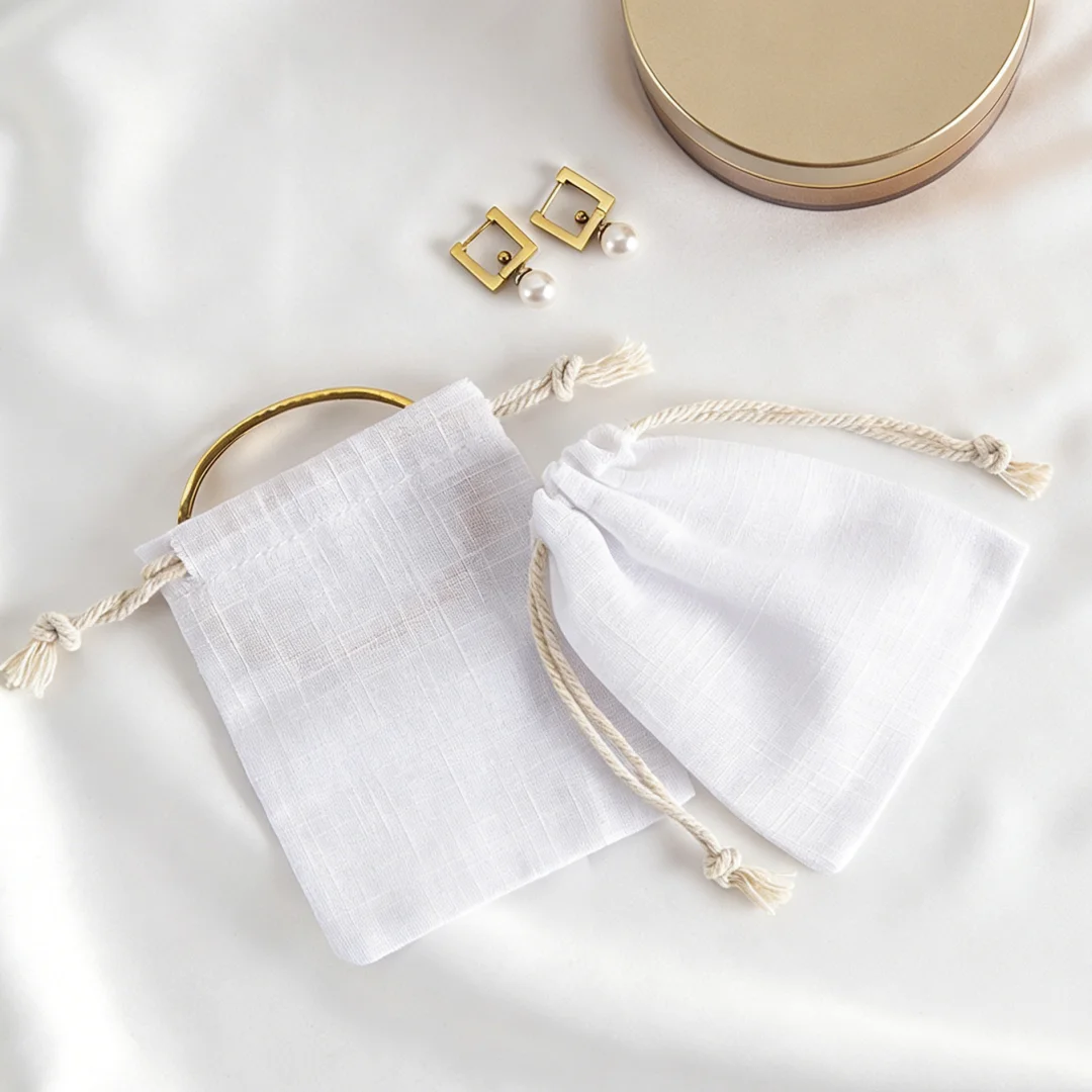 5Pcs Cotton Jewelry Pouches Thick Storage Bags - Portable Gift Sacks for Chokers Gem Pendants Earrings Couple Rings Bracelets