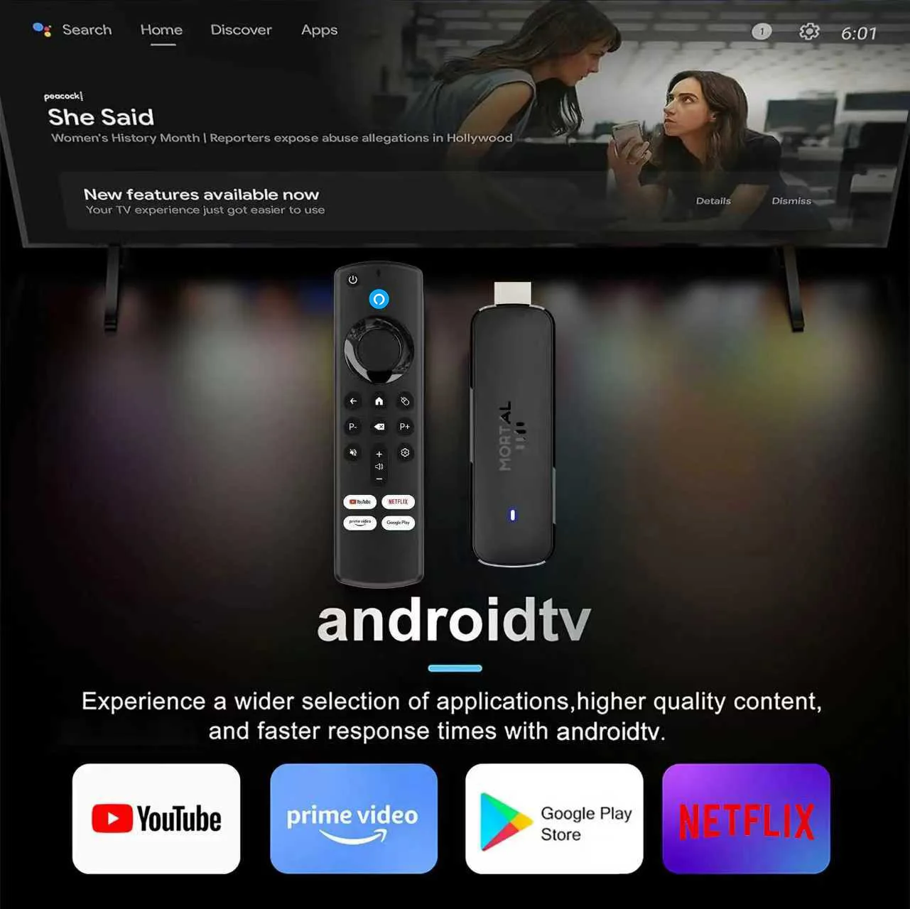 Mortal Q8 Android14 TV-Stick WIFI6 Sprachsteuerung TV-Stick 8K-Video RK3518 Netflix YouTube TV-Box Kostenloses Live-TV-Streaming – Detail 2