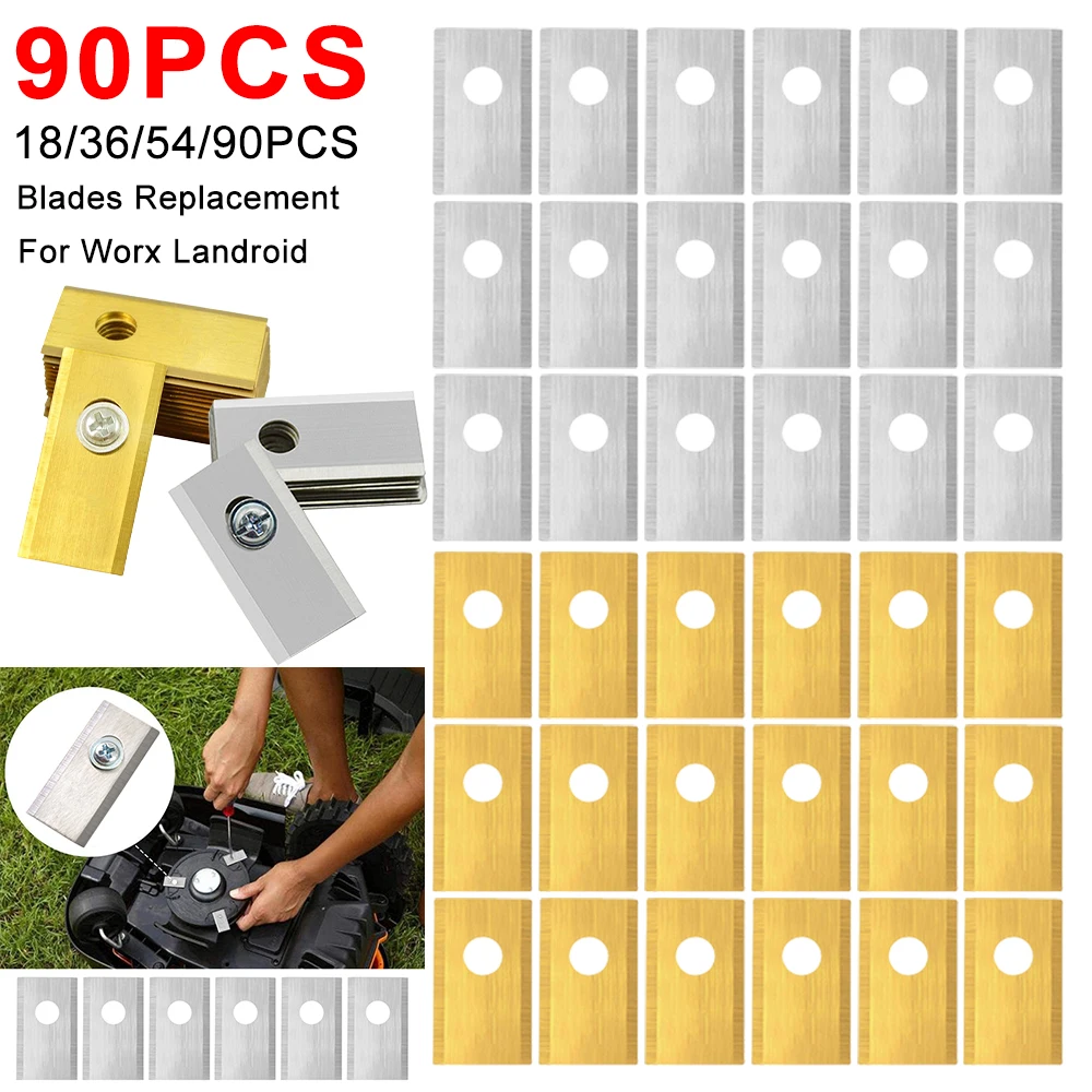 18/36/54/90PCS Blades Replacement For Worx Landroid Robotic Lawnmower Stainless Steel Lawn Mower Cutter Blades Cutting Blade Set