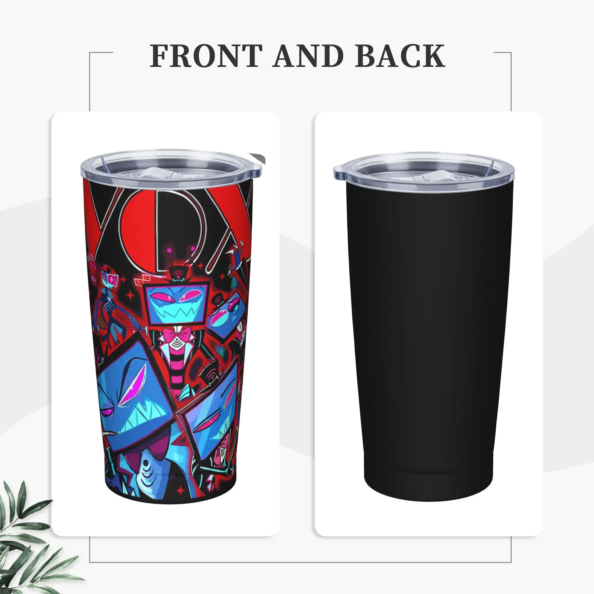 Hazbins Anime Hotel Vox Insulated Tumbler Vacuum with Lid Straw 20oz Double Wall Stainless Steel Coffee Mug Tags Car Bottle Cups - view 2