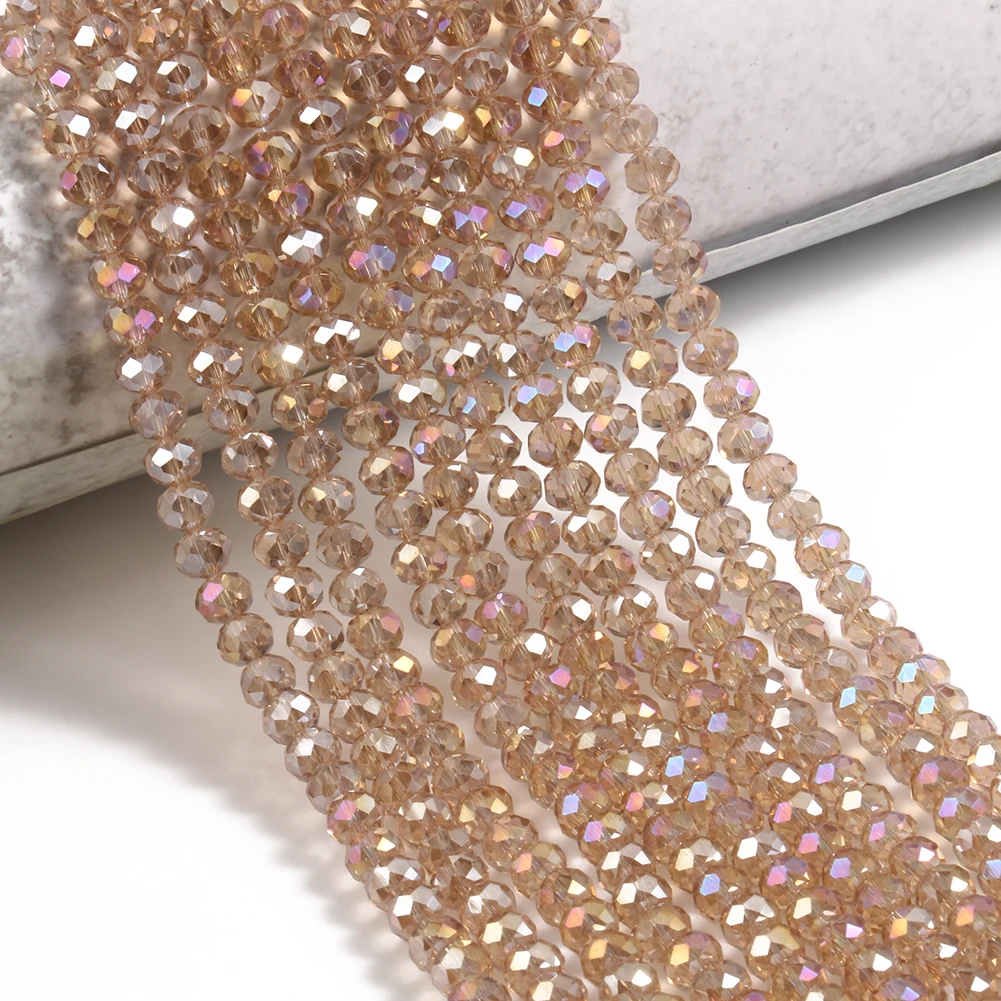 الشمبانيا اللون النمساوية كريستال زجاج الخرز 3 4 6 8 مللي متر لصنع المجوهرات الأوجه فضفاض خزر عازل ل أساور قلادة DIY بها بنفسك #4