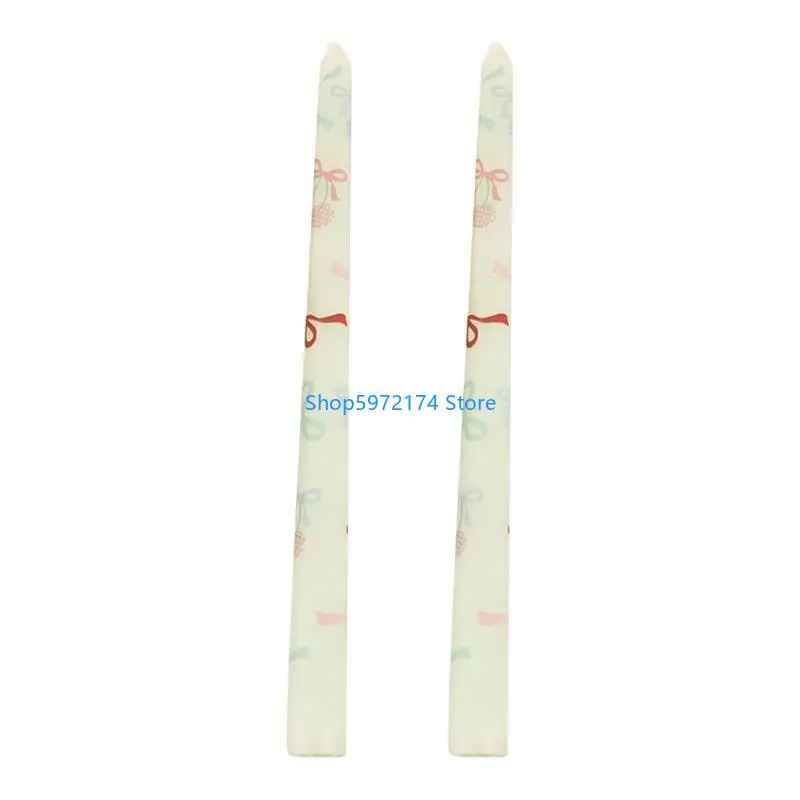 Y3NB Heart Print Sticks Printed Unscented Candlesticks Heart Tapered Set Decorative Candlesticks Home Decors