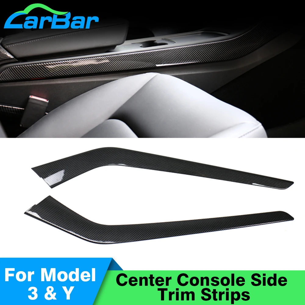 

Carbar 2 шт. центральная консоль, боковые отделочные полосы для Tesla Model 3, модель Y, материал из углеродного волокна, молдинги для салона автомобиля