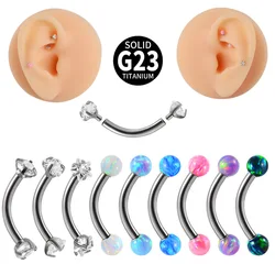 1PC G23 Titanium Opal Eyebrow Studs Piercing Curved Star Heart Zirconia Labret Daith Helix Rook Tragus Earring Piercing Jewelry