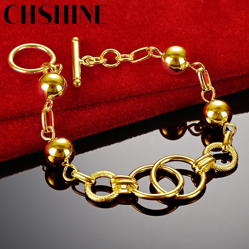 

CHSHINE 18K Gold Round Bead Round Ring Bracelet For Women Wedding Engagement Party Fashion Charm Jewelry