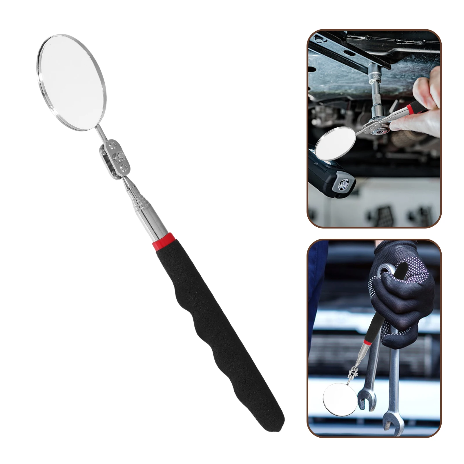 

Flexible Vehicle Inspection Mirror Car Undercarriage Tool Mechanics Extendable Repair Auto Round Magnetic Telescoping Mirror