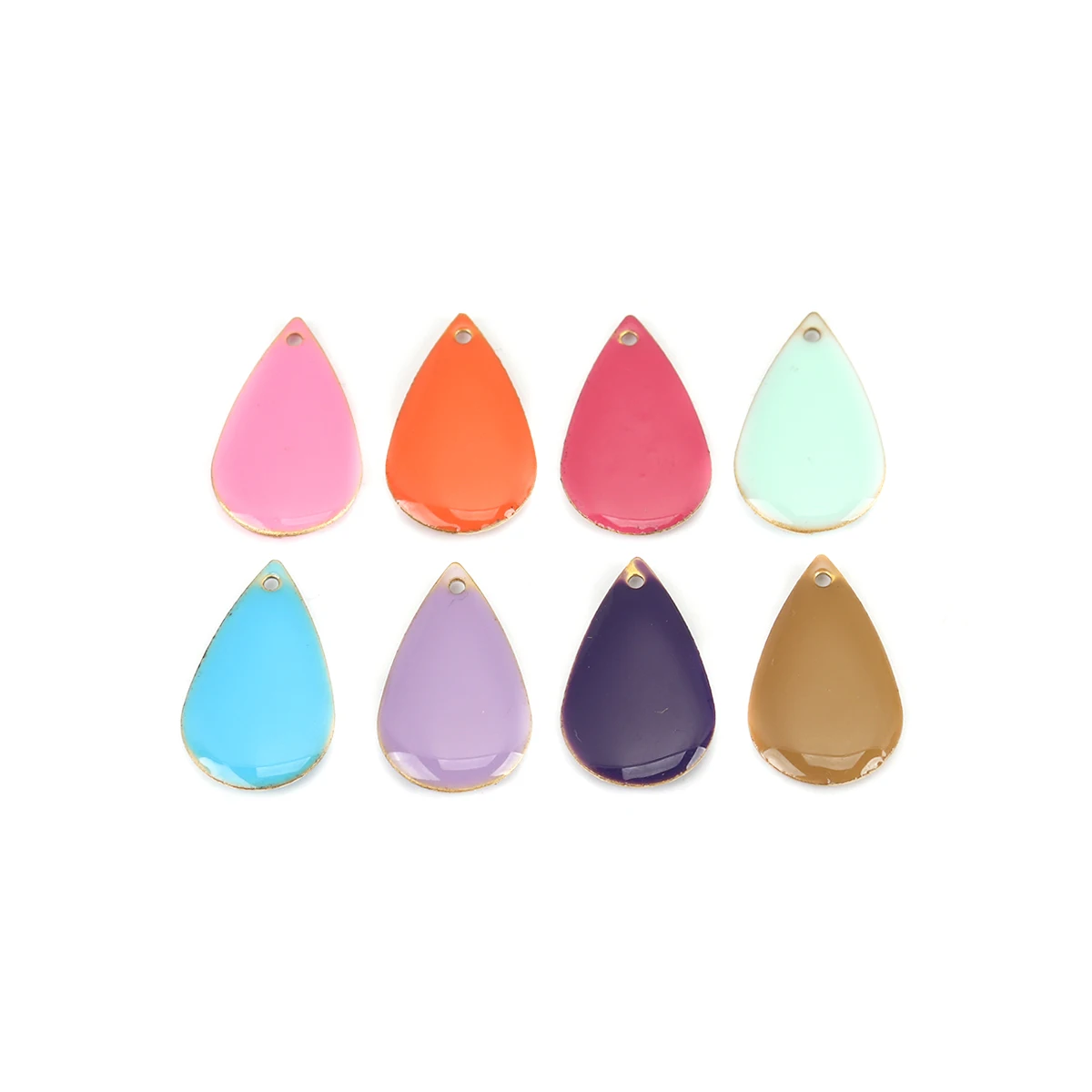 Water Drop Enamel Pendants Copper Enamelled Double Sided Sequins Charms Unplated 21*13mm( 4/8