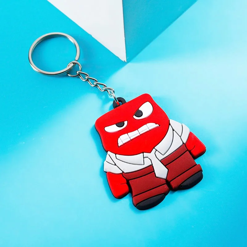 Disney Inside Out Keychain Cartoon Character Anxiety Joy Anger Sadness PVC Soft Adhesive Patch Backpack Pendant Decoration Gifts