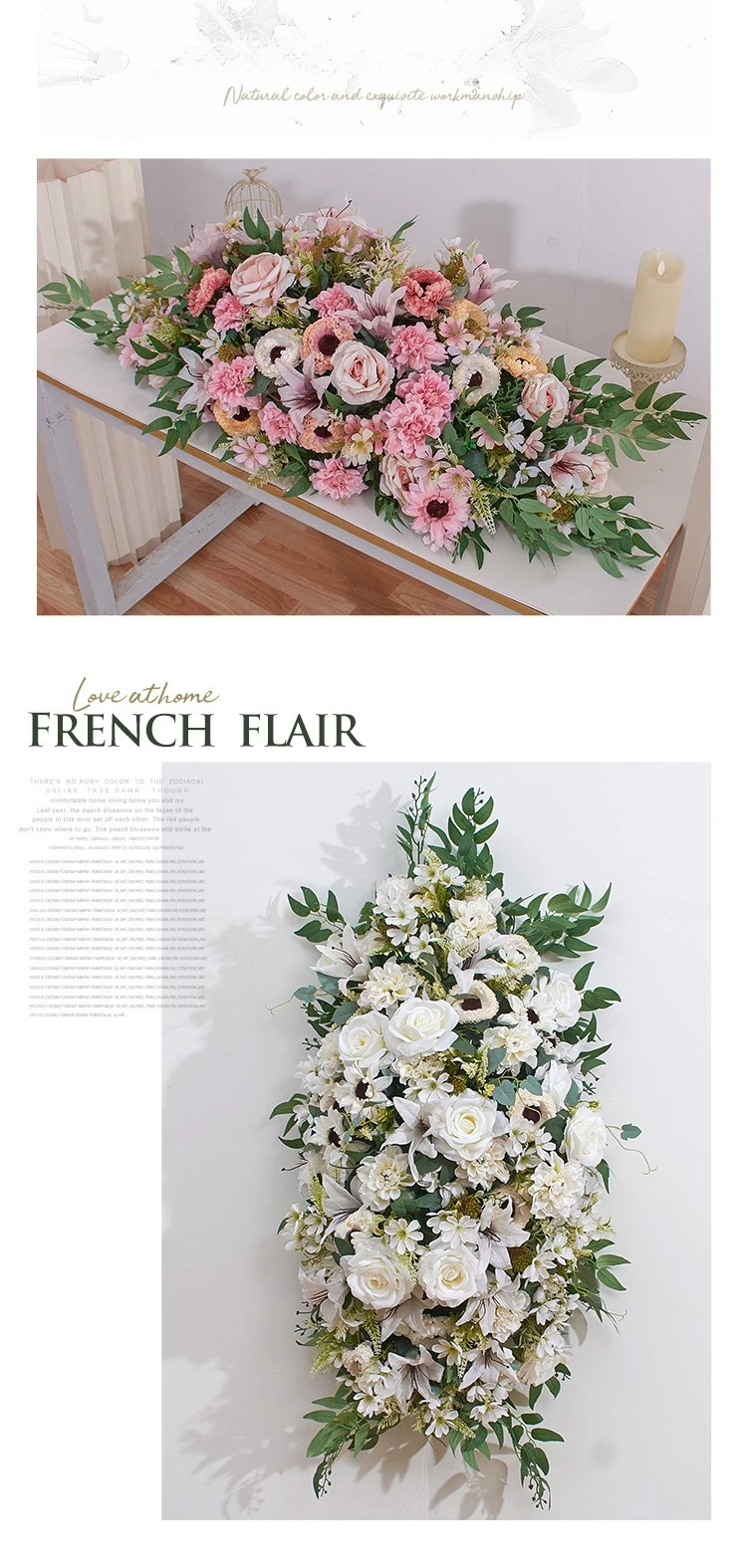 Künstliche Blumenreihe Hochzeitstischläufer Blumenarrangement Simulationsblumen für Party Konferenz Bühnendekoration Großhandel – Detail 2
