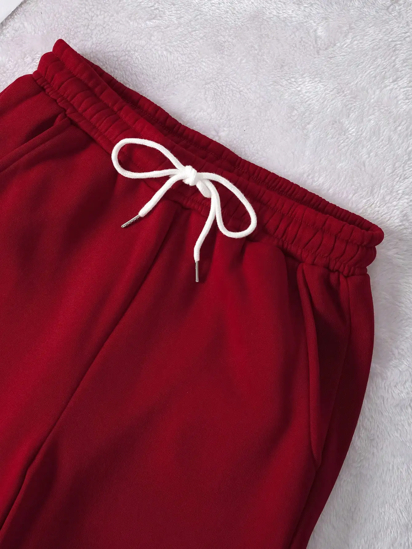 Red Two-Piece Lounge Set with 'Blessed' Script Print - Cropped Sweatshirt & Joggers