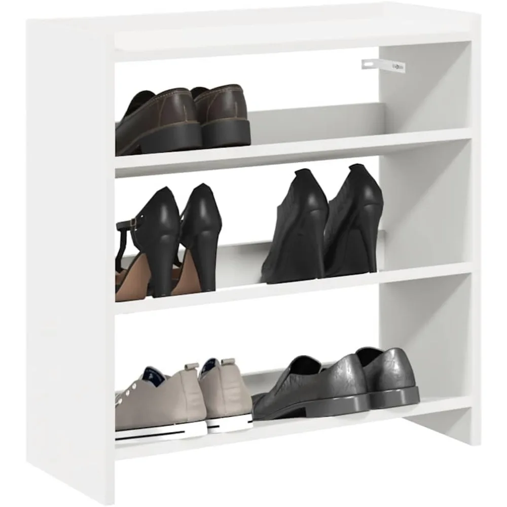 Space-Efficient White Shoe Storage Cabinet with 3-tier Shelves, Ideal for Entryway or Mudroom, Made of Durable Engineered Wood