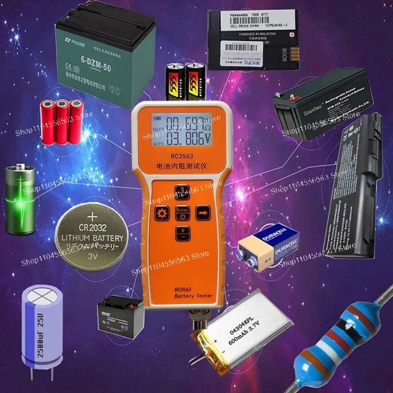 Precision Battery Internal Resistance and Voltage Tester with Probe Stand, Professional Meter for Lead Acid LiFePO4 18650 Cells