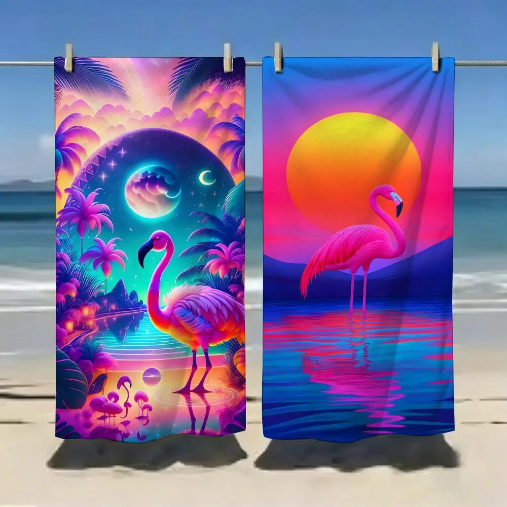 Pink Flamingo Towel Microfiber soft Beach Towel for Travel Fitness Sauna Bathing Camping