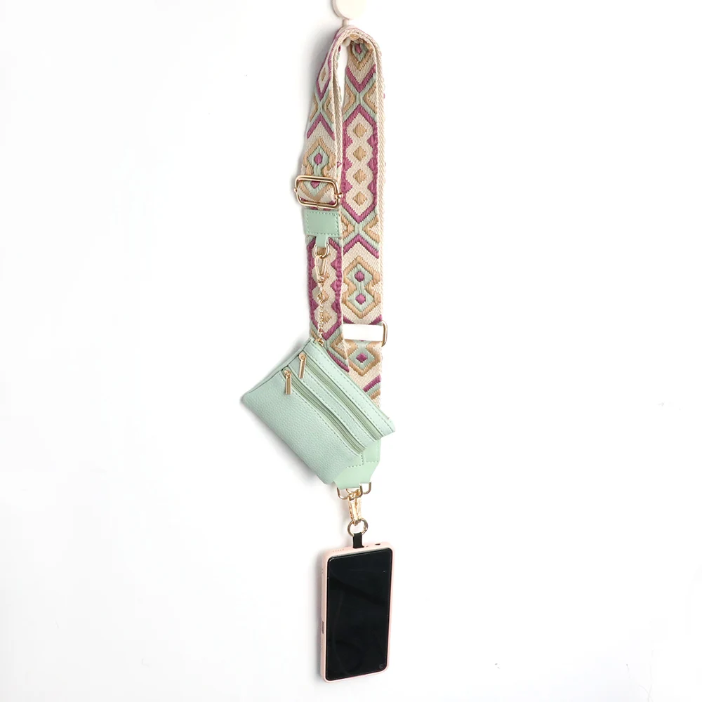 Phone Strap With Zippered Pouch For Women, Adjustable Cellphone Lanyard Crossbody With Wallet ,Clip And Go Strap for Phone