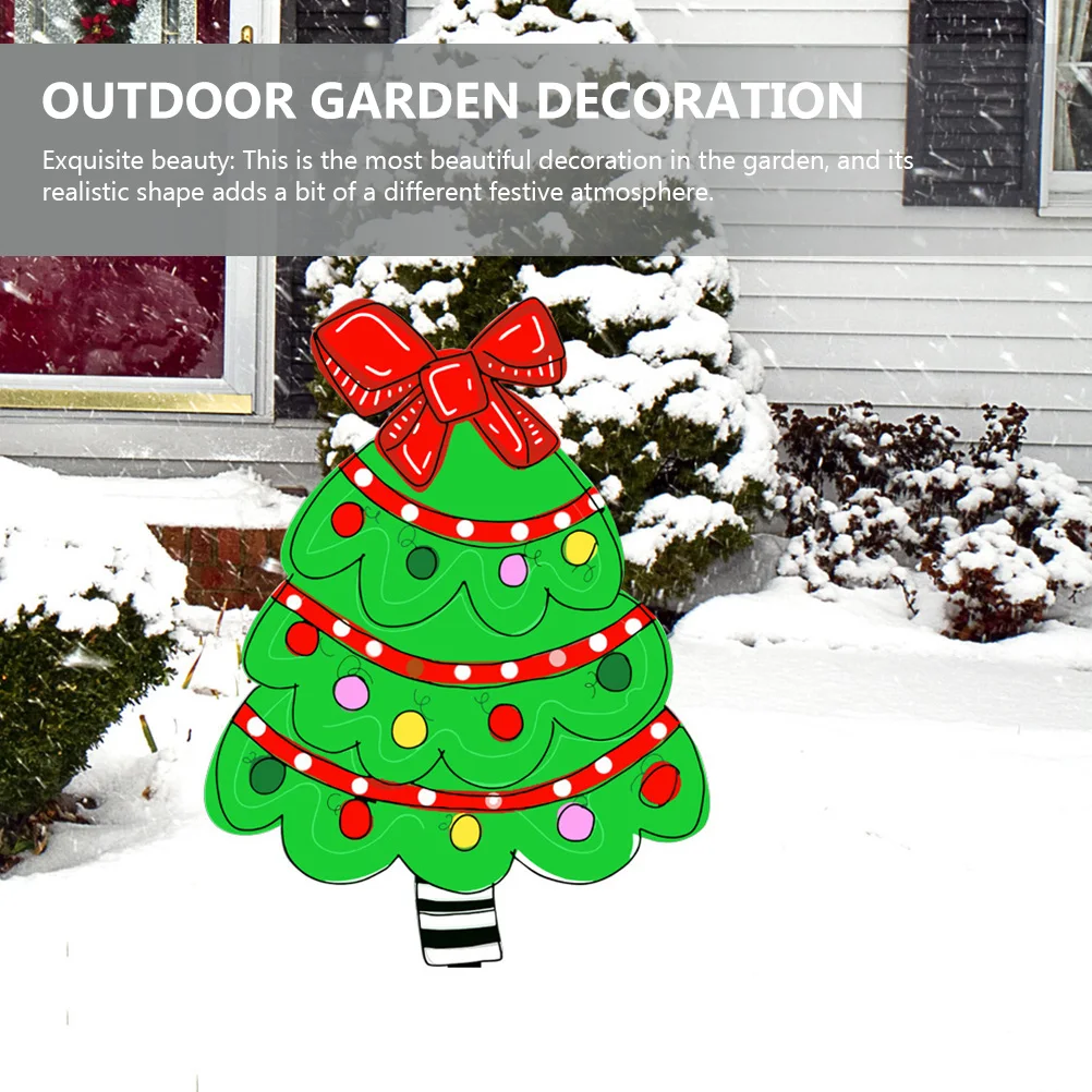 

Christmas Tree Decoration Acrylic Lawn Yard Stake Decor Outdoor Xmas Supplies Ground Inserted Ornament Holiday Sign Reusable