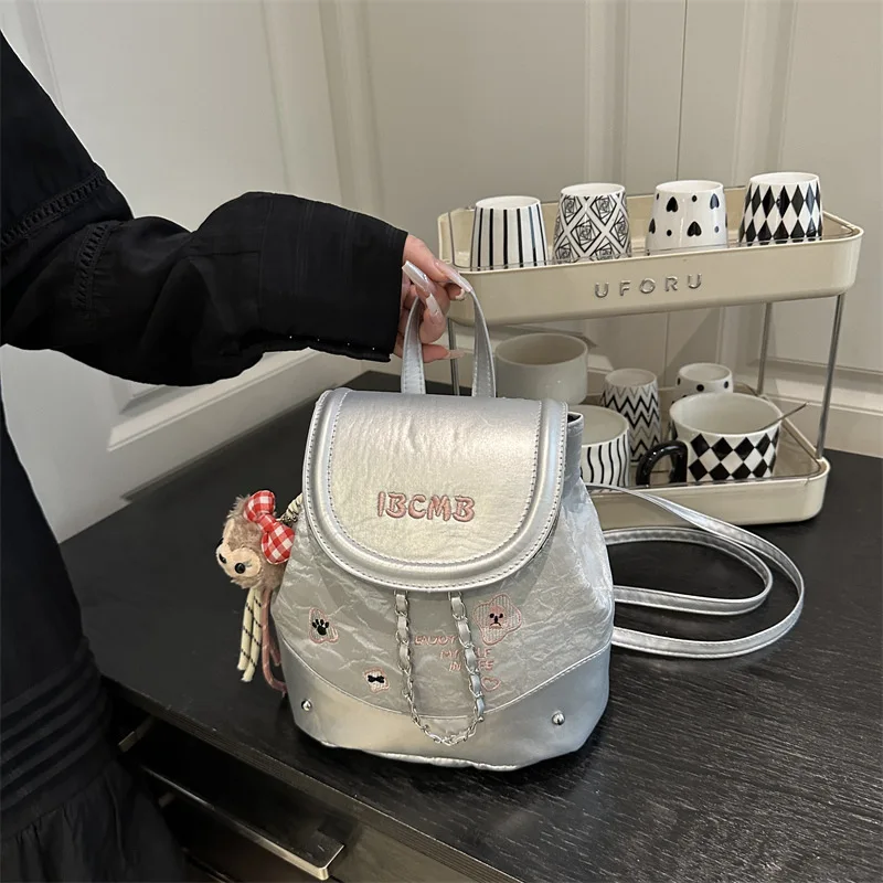 This year's popular polished backpack women's 2025 new fashion college style school bag summer versatile travel backpack mini