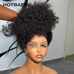 High Density 400 Density 13x4/13x6 HD Lace Frontal Wig Preplucked Kinky Curly Transparent Lace Frontal Human Hair Wigs HOTBABE