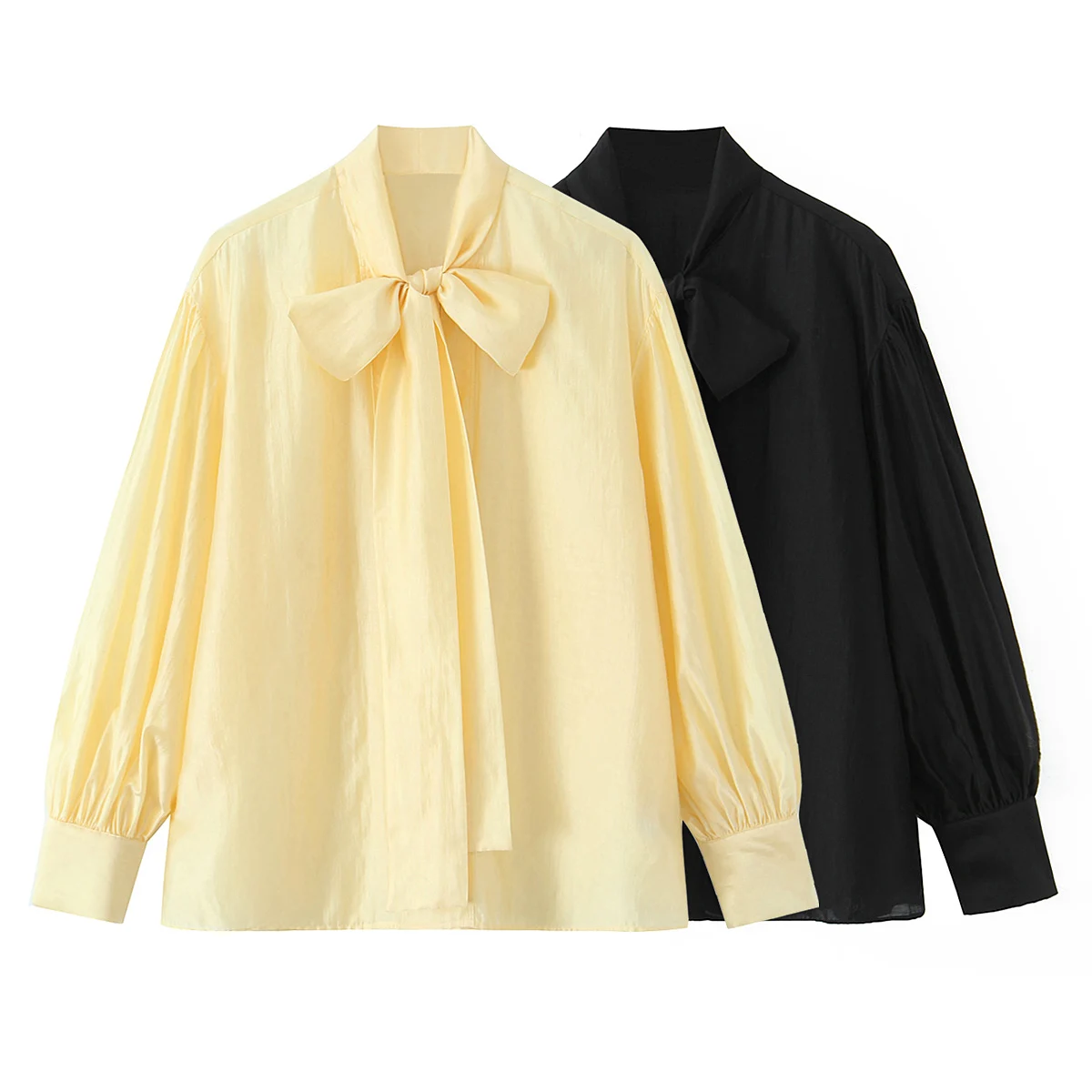 

Women's American Retro Knot Long Sve irt Loose Fit Spring 2026 Breathable Polyester Fiber V-Ne Pure Color