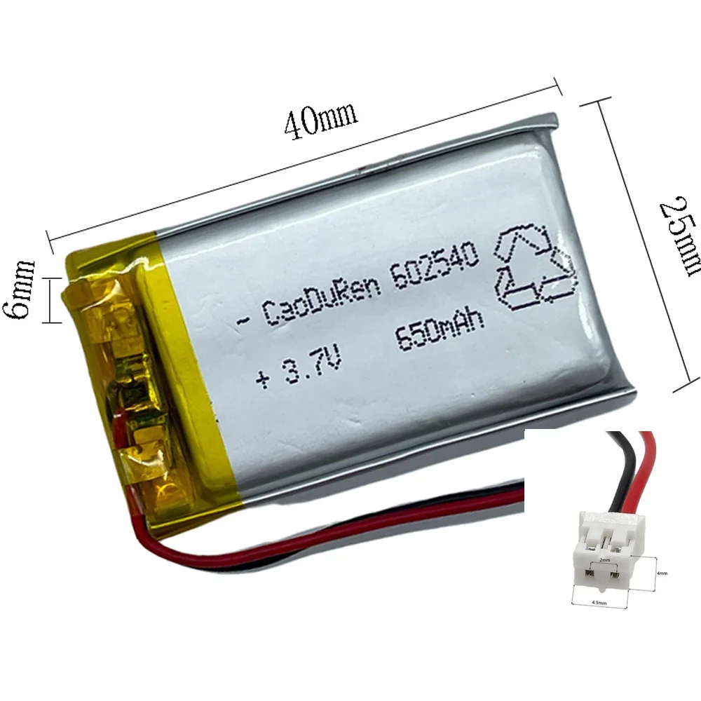 

Rechargeable 3.7V 650Mah 602540 Lithium Polymer Ion Battery For MOBILE POWER CAMERA POWER BANK CHARGING TREASURE POWER MP479 MP3