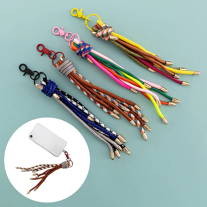 Creative Colorful Braided Lanyard Keychain Anti-Lost Knot Nylon Rope Keyring For Women Men Car Backpack Pendant Accessories Gift