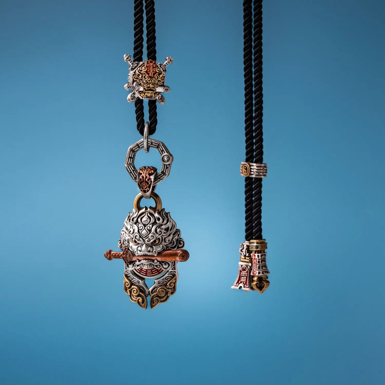 COPPERTIST.WU Shan Gui Lion Sword Rope Necklace Adjustable Length with Brass Jumping Ring 3MM Width 90CM Length for Women Men
