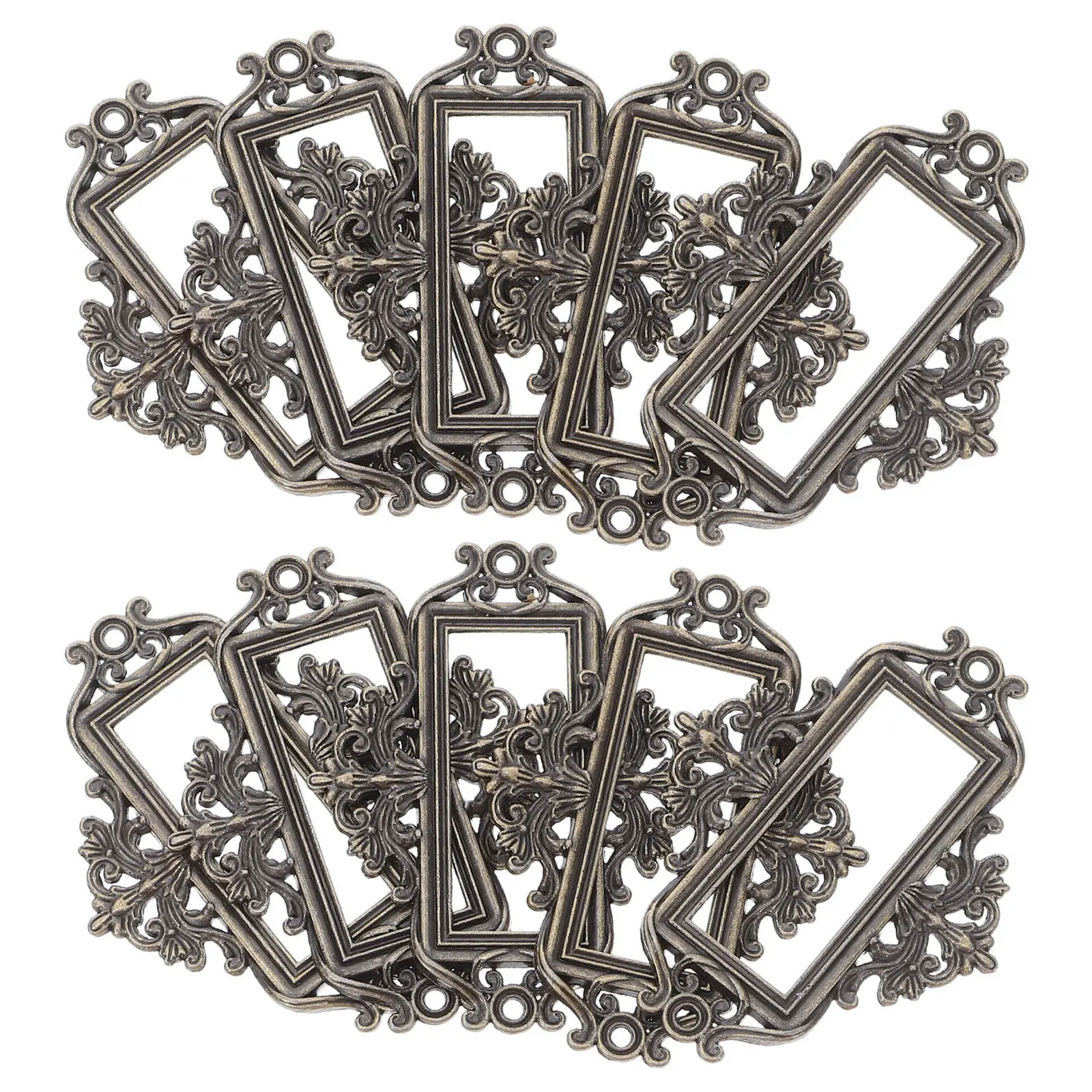 

24Pcs Drawer Label Holder Vintage Metal Label Frame Cabinet Card Tag Holder File Drawer Organizer Retro Office Home Medicine