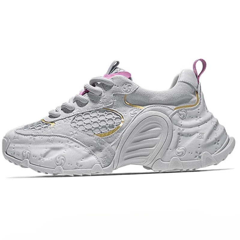 

Мужские кроссовки из дышащей кожи с сеткой для папы, увеличивающие рост кроссовки на толстой подошве, удобная повседневная спортивная обувь для мужчин