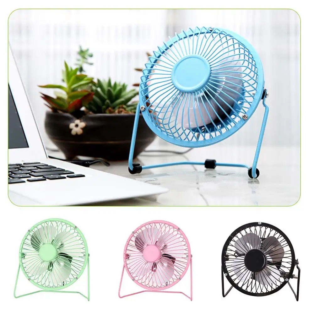 USB Fan 4 inch Portable USB Charged Metal Mute Table Cooling Fan Home Office Air Cooler