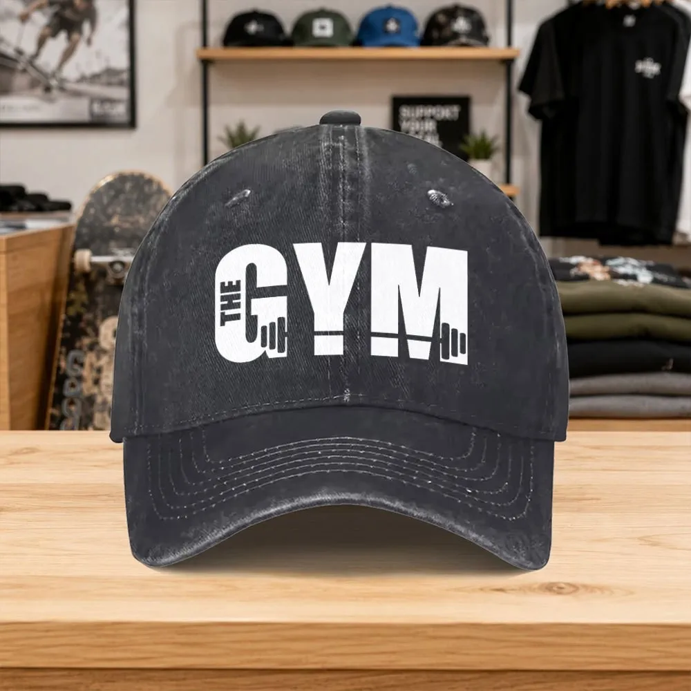 THE GYM Washed Baseball Cap Unisex Cotton Dad Hat for Outdoor Activities Casual Wear