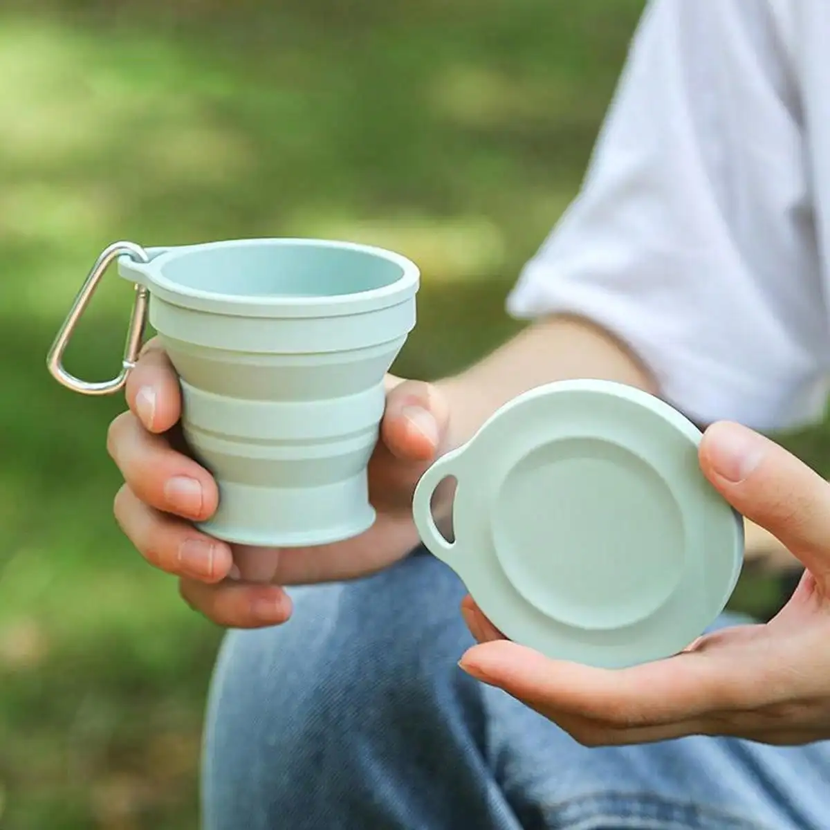 Leeseph Silicone Collapsible Travel Cup, Foldable Camping Cup,Reusable Portable Drink Cup/Mug for Hiking, Outdoors, Travel