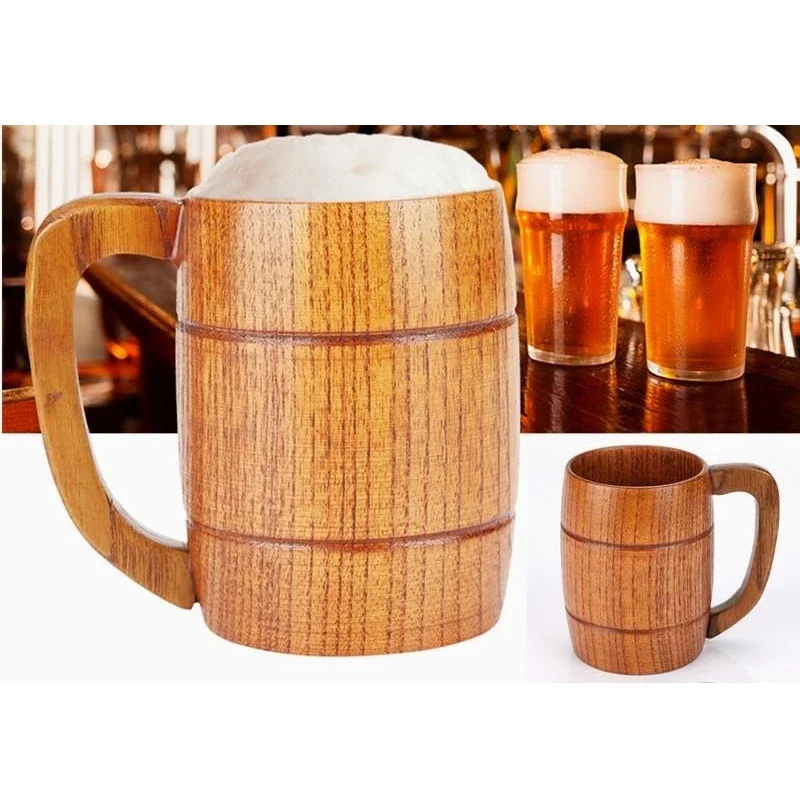 

Wooden Beer Cup Retro Big Capacity Tea Water Classic Wood Drinking Mug