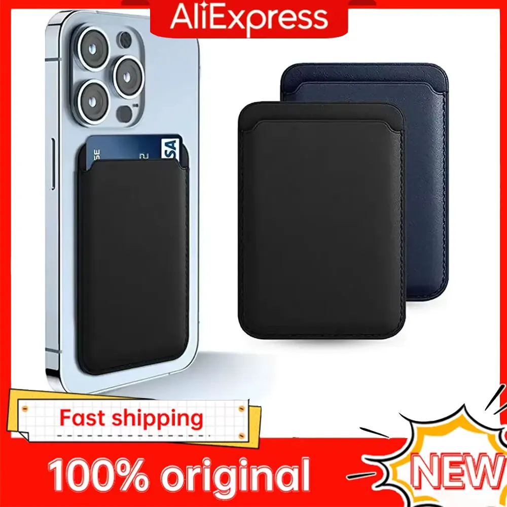 Carteira Magnética Antifurto de Couro para Cartões, Suporte de Bolso para iPhone 15/16/17 Pro Max, Capa Magnética Antifurto para Cartões de Crédito e Identidade