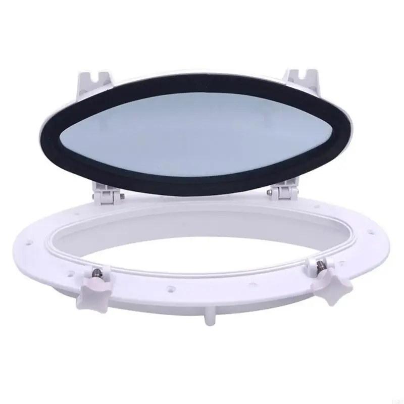 D5BE Marine Cabin Glass Port Window for Boat Replacement with Lift Open Panel, Housing and Closure Knob Set Design