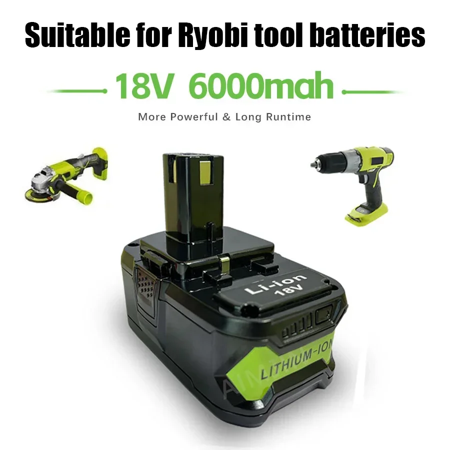 

18V 6.0 AH lithium-ion battery suitable for Ryobi ONE+cordless power tool BPL1820 P108 P109 P106 P105 P104 p103 RB18L50 RB18L40