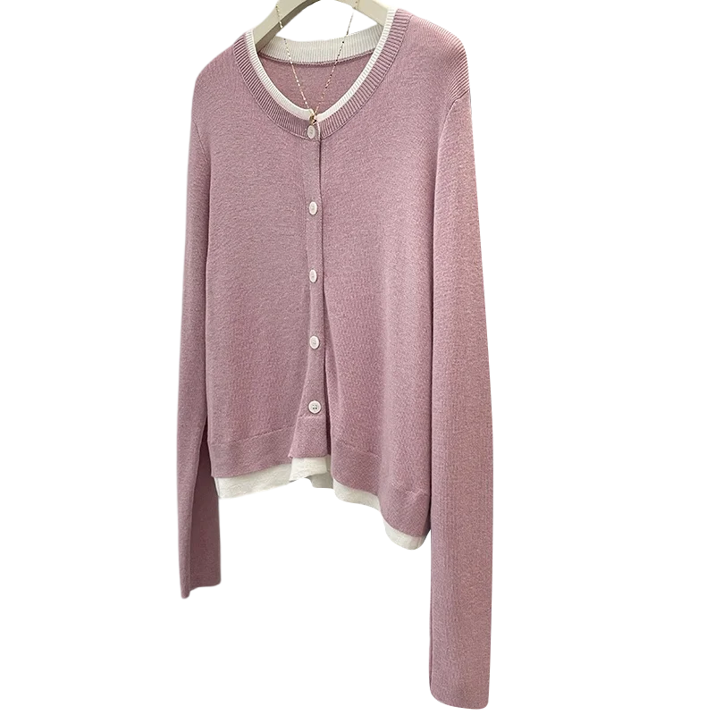 Pull à manches longues pour femme, pull fille potelée, fausse chemise de base, 2 pièces, grande taille, collection automne, nouveau, à la mode, 2024