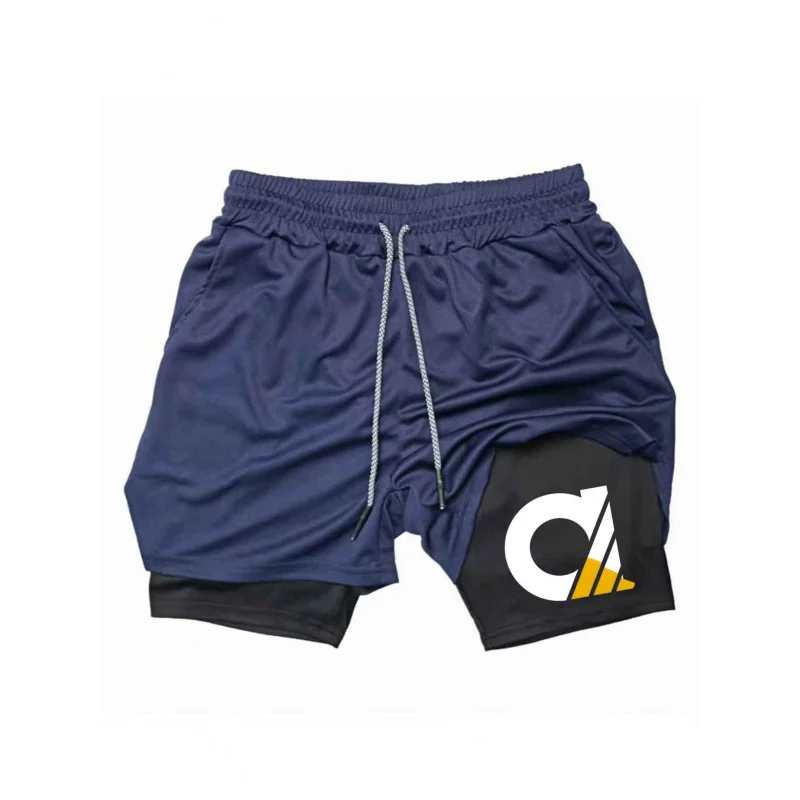 

Мужские компрессионные шорты для лета, фитнеса, бега и тренировок, спортивные шорты 2-в-1 с сетчатыми вставками, дышащие, быстросохнущие.