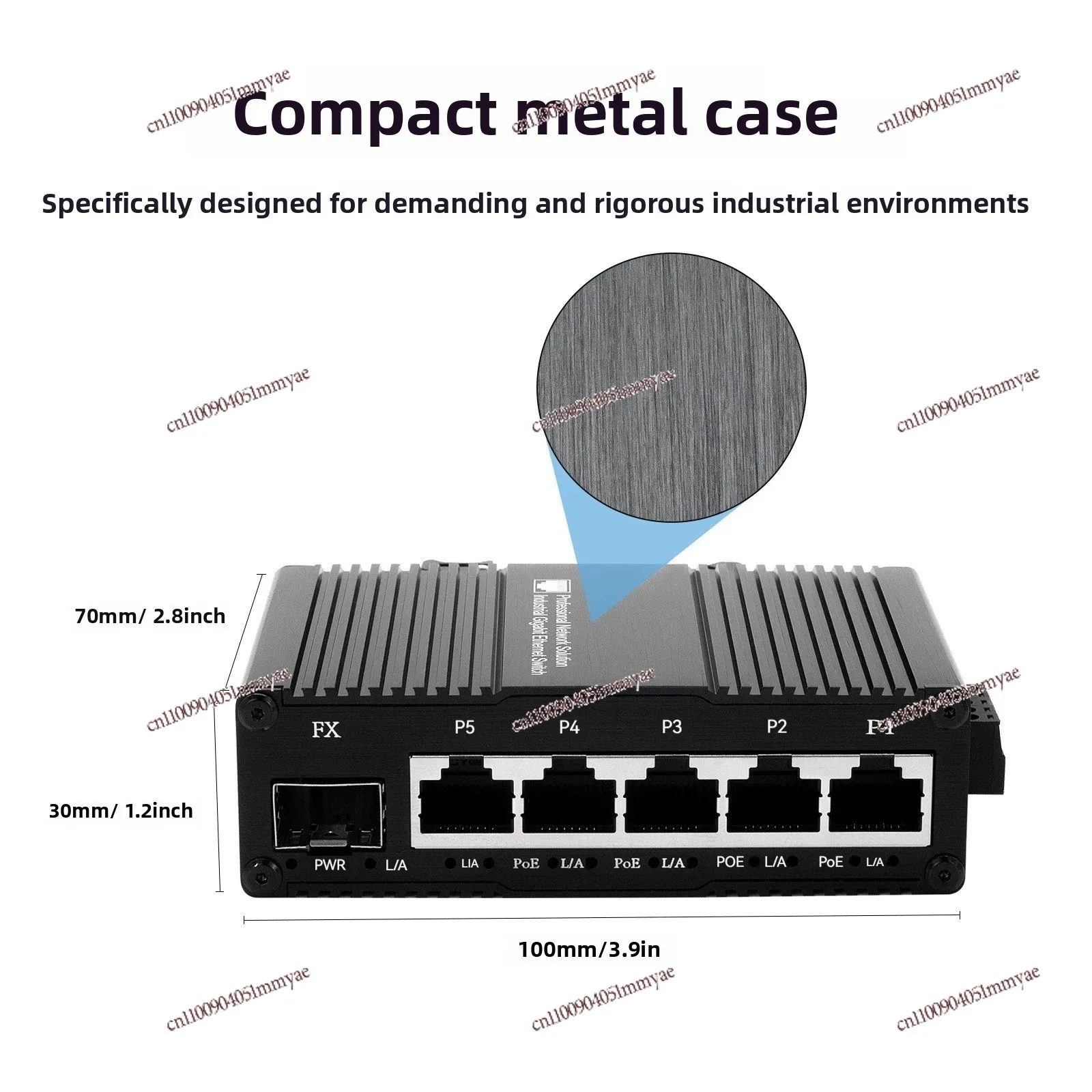 Industrial Grade 1 Light 5 Electricity DC Built-in Power Ethernet Switch 100 Gigabit Adaptive Guide Rail Wall Mount