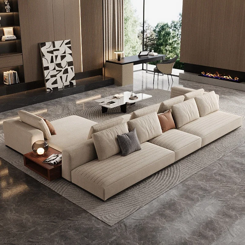 #Italian Minimalist U-Shaped Roger Sofa Two-Seater Double-sided Seating Linen Fabric Modern Light Luxury Suitable Living Rooms