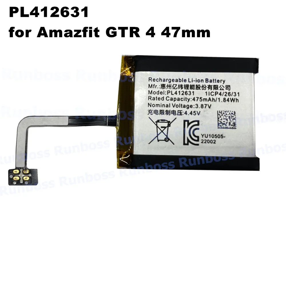 

Сменная батарея 475 мАч для Huami Amazfit GTR 4 47 мм A2165 A2166 PL412631, запчасть для ремонта часов